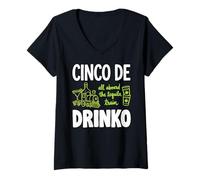 Women's Cinco De Drinko All Aboard The Tequila Train V-Neck T-Shirt
