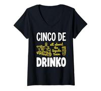Women's Cinco De Drinko All Aboard The Tequila Train V-Neck T-Shirt
