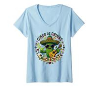 Women's Cinco De Drinko Muchachos Funny Cactus Fiesta Drinking V-Neck T-Shirt