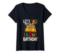 Women's Cinco De Mayo Fiesta Let's Taco 'Bout My 60th Birthday V-Neck T-Shirt