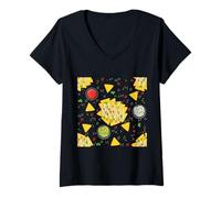 Women's Cinco de Mayo Mexico Nachos Guacamole Chips Salsa Avocado V-Neck T-Shirt