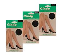 Women's Cindy 15 Denier Sheer Everyday Reinforced Tights (6 Pair Pack) (X-Large (48"-54" Hip), Black)