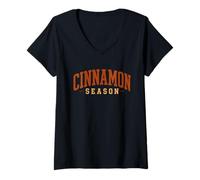 Women's Cinnamon Season Autumn Fall Baking Spice Cozy Holiday V-Neck T-Shirt