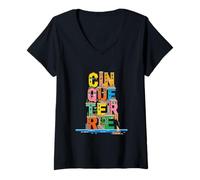 Womens Cinque Terre Italy - Colorful Village Word Art Souvenir V-Neck T-Shirt