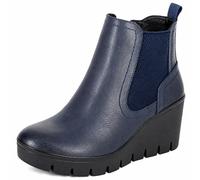 Womens Cipriata PU Wedge Ankle Boots Memory Foam Inside Zip Casual Walking Shoes