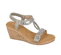 ShuCentre Cipriata Ora L524 Ladies Jewelled Elasticated Sling Back Smart Sandal (Pewter, UK Footwear Size System, Adult, Women, Numeric, Medium, 6)