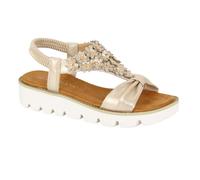 Cipriata L417BG-7 'Salvia' Womens Floral Elasticated Sling Back Sandals Gold PU, size 7