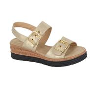 Womens Cipriata Wedge Sandals Twin Buckle Halter Back Padded Metallic Platform
