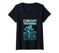 Womens Circuit Training Robot - Sci Fi Gym Fitness Nerd Workout V-Neck T-Shirt