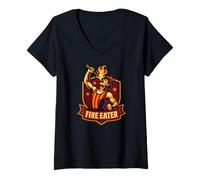 Women's Circus Fire Eater Funny Kids Circus V-Neck T-Shirt