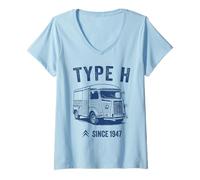 Women's Citroën Type H Retro Van 1947 V-Neck T-Shirt