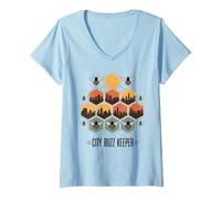 Women's City Buzz Keeper Urban Beekeeping Apiary V-Neck T-Shirt