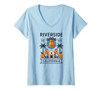 Women's City of Riverside, Riverside California, Mission Bell V-Neck T-Shirt