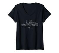 Womens city skyline Vilnius Lithuania V-Neck T-Shirt