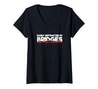 Women's Civil Engineer Bridge Building Easily Distracted By Bridges V-Neck T-Shirt