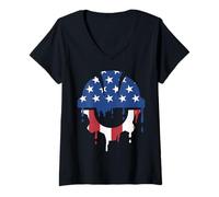 Women's Civil Engineer Engineering American Flag USA Drip Graffiti V-Neck T-Shirt