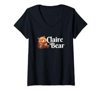 Womens Claire Bear Nickname V-Neck T-Shirt