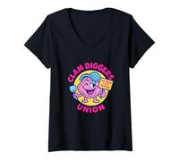 Womens Clam Diggers Inappropriate Funny Adult Humor Embarrassing V-Neck T-Shirt