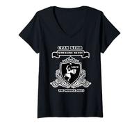 Womens Clan Kerr Scottish Kilt Sword Crest Highland V-Neck T-Shirt