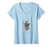 Womens Clan Murray Tartan, Scotland Map, Murray Family V-Neck T-Shirt