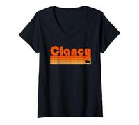Womens Clancy, Montana Retro 80s Style V-Neck T-Shirt