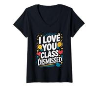 Womens Class Dismissed Funny School Quote V-Neck T-Shirt