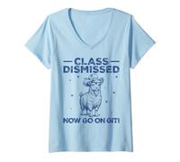 Women's Class Dismissed Now Go On Git Funny Goat Last Day of School V-Neck T-Shirt