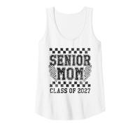Womens Class of 2027 Retro Lightning Checkered Game Day Senior Mom Tank Top