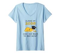 Womens Class of 2038 - Can I Go Back to Bed Now? Funny Graduate Dog V-Neck T-Shirt