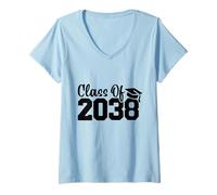 Womens Class of 2038 Grow with Me First Day School Kindergarten Kid V-Neck T-Shirt