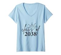 Womens Class of 2038 Grow with Me First Day School Kindergarten Kid V-Neck T-Shirt