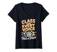 Women's Class Where Every Voice Has A Place ESL Teacher V-Neck T-Shirt