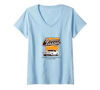 Womens Classic 1960 Reliving The Golden Era Of Classic Cars Retro V-Neck T-Shirt