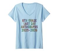 Women's Classic 6th Grade Last Day 2026 Signature Autographs Year V-Neck T-Shirt
