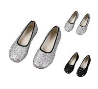 Women's Classic Ballet Flats with Sequins Elegant Shiny Flat Shoes Lightweight Comfortable Party Wedding Flats Single Shoes Fashion Glitter Slip-On Slippers Festive Clothing Wedding Shoes, silver, 10
