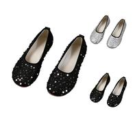 Women's Classic Ballet Flats with Sequins Elegant Shiny Flat Shoes Lightweight Comfortable Party Wedding Flats Single Shoes Fashion Glitter Slip-On Slippers Festive Clothing Wedding Shoes, black, 4 UK
