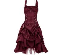 Womens Classic Black Layered Lace-up Goth Lolita Dress Suspenders Corset Sleeveless Formal Corset for Women Renaissance Dress Midi Sleeveless Victorian