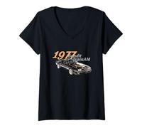 Womens Classic Cars, 1977 Bandit TransAm American Muscle Cars, Icon V-Neck T-Shirt