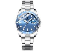 MASTOP Women's Classic Fashion Silver Stainless Steel Watches Waterproof Date Luminous Lady Dress Wrist Watch, Blue2, Business