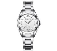 MASTOP Women's Classic Fashion Silver Stainless Steel Watches Waterproof Date Luminous Lady Dress Wrist Watch, 021 Silver White, Classic