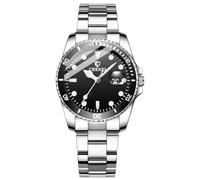 Women's Classic Fashion Silver Stainless Steel Watches Waterproof Date Luminous Lady Dress Wrist Watch, Black, Classic
