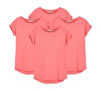 Women's Classic-Fit Short-Sleeve Crew Neck T-Shirt Plain Ladies Summer Top, Pack of 4 (as8, Numeric, Numeric_8, Regular, Regular, Fusia Pink)
