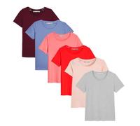 Women's Classic-Fit Short-Sleeve Crew Neck T-Shirt Plain Ladies Summer Top, Pack of 4 (as8, Numeric, Numeric_10, Regular, Regular, Red - II)
