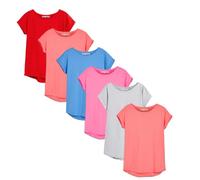 Women's Classic-Fit Short-Sleeve Crew Neck T-Shirt Plain Ladies Summer Top, Pack of 4 (as8, Numeric, Numeric_8, Regular, Regular, Bright Pink)