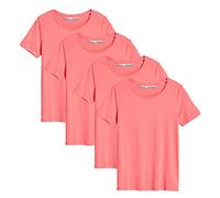 Women's Classic-Fit Short-Sleeve Crew Neck T-Shirt Plain Ladies Summer Top, Pack of 4 (as8, Numeric, Numeric_10, Regular, Regular, Fusia Pink - II)