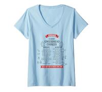 Womens Classic Gingerbread Cookies Bake at 350 V-Neck T-Shirt