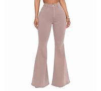 Womens Classic High Waisted Bell Bottom Jeans Butt Lifting Denim Leggings Distressed Stretch Wide Leg Bootcut Flared Denim Pants 60s 70s Disco Party Trousers with Pockets