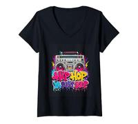 Women's Classic Hip Hop 80s 90s Boomboxs Vintage Throwback V-Neck T-Shirt