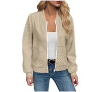 Women's Classic Jacket Ladies Fleece Lined Jackets Multi-Pocket Lightweight Coat Oversized High Neck Coats Full Zip Winter Bomber Tops Round Long Sleeve Pullover Hen Night Party Fancy Dress Costume