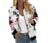 Women's Classic Jacket Micro Light Full Zip Fleece Top Short Lightweight Flight Coat Oversized High Neck Coats Padded Tops Casual Solid Color Clothing for Party and Festival Wear